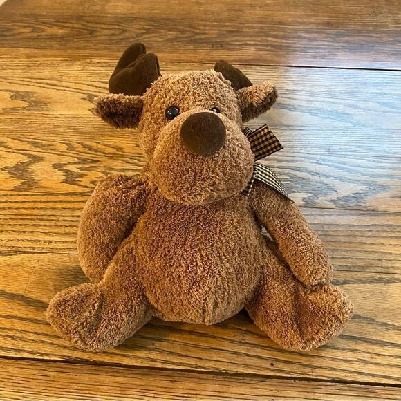 FAO Schwarz floppy moose plush‎ plaid bow 10" cuddly. - Picture 2 of 5